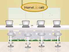 插图互联网一家咖啡店