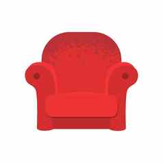 红色的软扶手椅平复古的沙发上插图