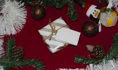 圣诞节一年装饰平躺前视图维特礼物盒子