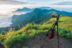 相机照片日出视图景观旅行者概念