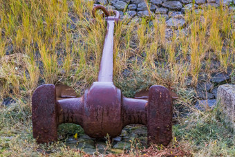 生锈的<strong>大海</strong>盗船锚铺设地面水手装饰<strong>背景</strong>