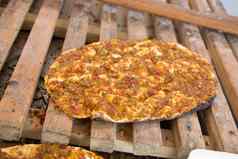 Lahmacun土耳其披萨煎饼肉填充