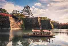 旅游船游客护城河大阪城堡大阪日本