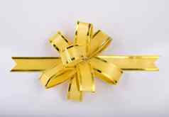 黄色的圣诞节礼物丝带弓