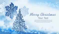 圣诞节装饰雪花树玩具蓝色的背景