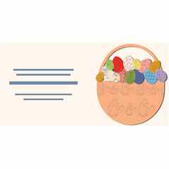复活节篮子画鸡蛋文本框架卡