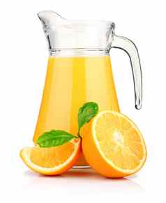壶橙色汁橙色水果绿色叶子