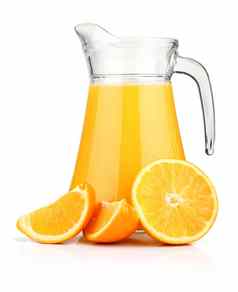 壶橙色汁橙色水果孤立的