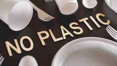 塑料餐具塑料污染环境保护概念