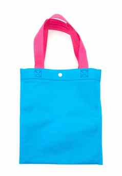 蓝色的布袋织物袋粉红色的携带带模型有