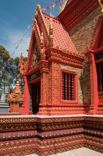 丰富的装饰寺庙建筑柬埔寨