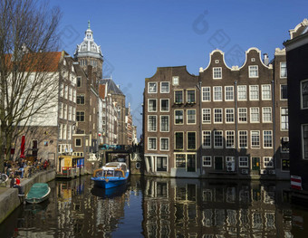经典阿姆斯特丹视图运河荷兰