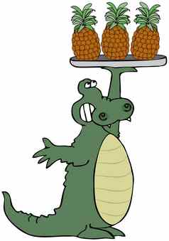 鳄鱼持有菠萝