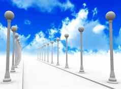 小巷走框架街灯笼Backround蓝色的多云的天空