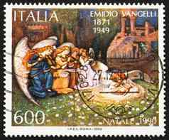 邮资邮票意大利显示基督诞生镰范格利