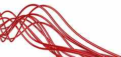 明亮的金属光纤红色的电缆白色背景