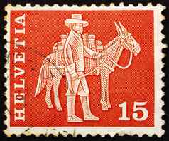 邮资邮票瑞士信使包动物