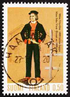 邮资邮票芬兰男人。沃伊尼