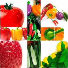 明亮的色彩斑斓的水果蔬菜白色背景
