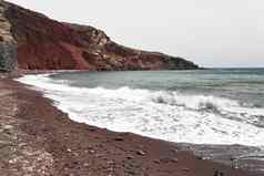 著名的圣托里尼岛红色的海滩