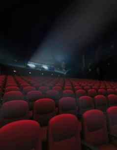 空红色的座位行电影投影仪照明