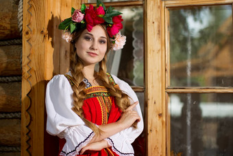 美丽的女人肖像<strong>俄罗斯</strong>风格美丽的<strong>俄罗斯</strong>女孩传统的衣服<strong>俄罗斯</strong>风格