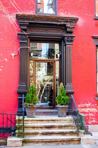 西村纽约曼哈顿红色的房子纽约城市
