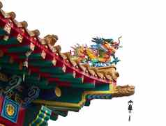 龙雕像中国寺庙屋顶