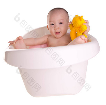 婴儿男孩亚洲可爱的婴儿浴<strong>浴缸</strong>