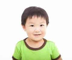 微笑亚洲孩子孤立的白色