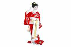 女人数字日本传统的服装孤立的