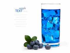 蓝莓汁鸡尾酒冰孤立的白色使用