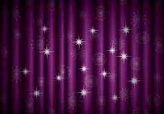 圣诞节紫罗兰色的窗帘背景雪花