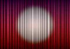 关闭红色的剧院窗帘关注的焦点中心