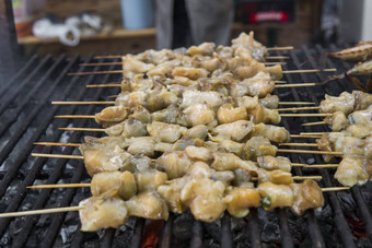 rapan肉烧烤美味的节日烧烤食物假期概念烹饪烧<strong>烤海鲜</strong>火