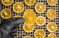 蜜饯橙色片网格干燥干水果装饰餐鸡尾酒健康的素食者食物丰富的维生素微量元素