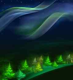 圣诞节Fur-tree晚上森林系列分形世界