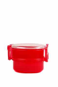 红色的塑料容器学龄前儿童食物股票