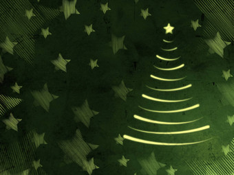 复古的<strong>绿色卡</strong>圣诞节树星星