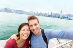 自拍游客夫妇采取图片在香港香港