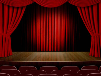 剧院窗帘红色的座位