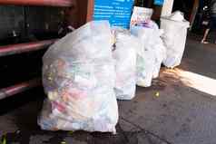 垃圾袋船站曼谷清洁公共区域