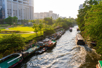 曼谷河运河船船河出租车Khlong公共河运输曼谷