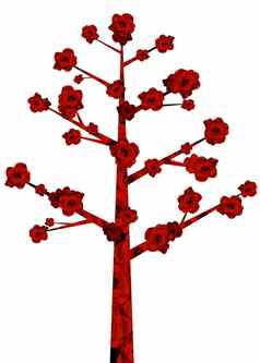 红色的花树