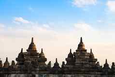 婆罗浮屠寺庙墙日出印尼