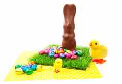 复活节巧克力兔子色彩斑斓的鸡蛋餐巾