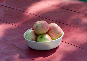 生态健康的苹果树<strong>水果</strong>红色的木表格