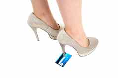 女人跺脚信贷卡