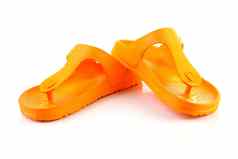 橙色夏天拖鞋