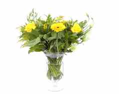 花束黄色的花花瓶